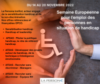 14-20 nov 2022 Semaine Européenne pour l'emploi des personnes en situation de handicap